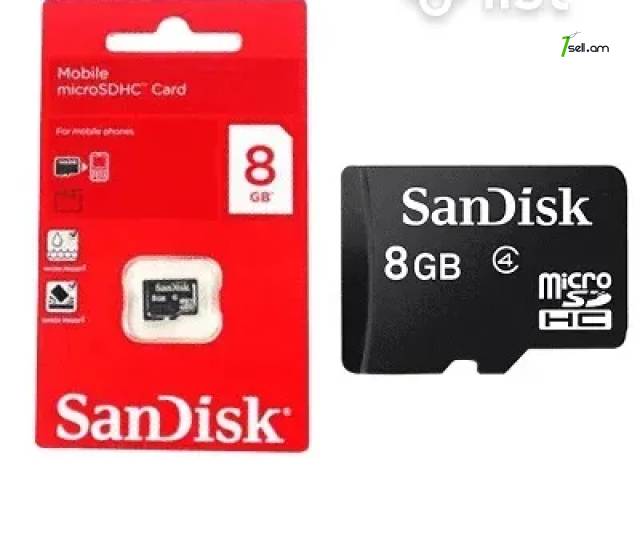 1 հատը միասին հիշողության չիպ MICRO SD CARD 8GB- Original SanDisk