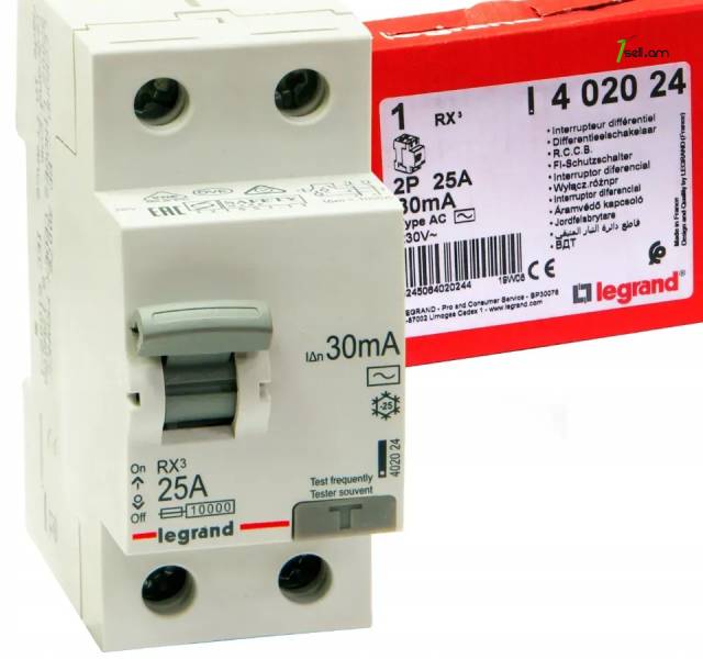 Legrand rx3 (uzo) 2p 25a ac-25/0.03
