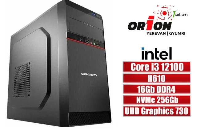 OFFICE PC 12-սերնդի համակարգիչ Core i3 12100 / H610 / DDR4 16Gb RAM / M.2 NVMe 256 Gb SSD / Երաշխիքով