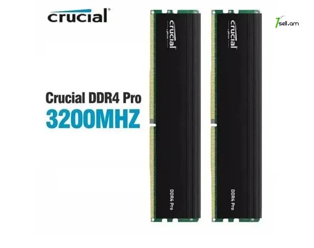 Լիովին նոր Օպերատիվ հիշողություն RAM Crucial Pro 32GB DDR4 3200MHz PC4 25600 (2x16GB)