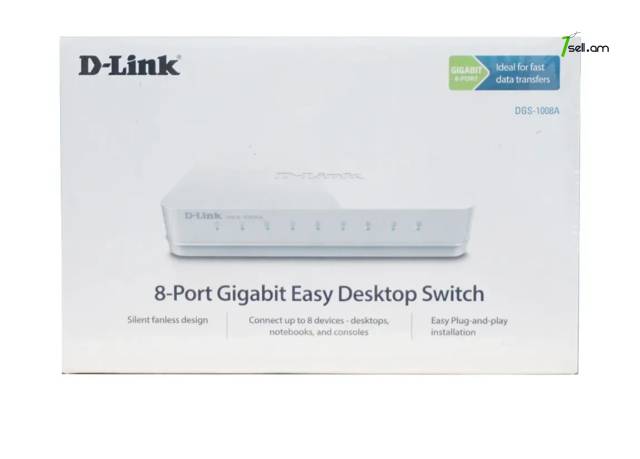 8-Port Gigabit Switch D-Link DGS-1008A Easy Desktop սվիչ свитч Գիգաբիթ Гигабит
