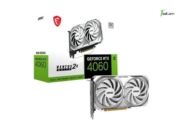 Նոր վիդեոկարտա / Graphic card NVIDIA MSI GeForce RTX 4060 VENTUS 2X WHITE / 8Gb / 128Bit / GDDR6 / Երաշխիքով