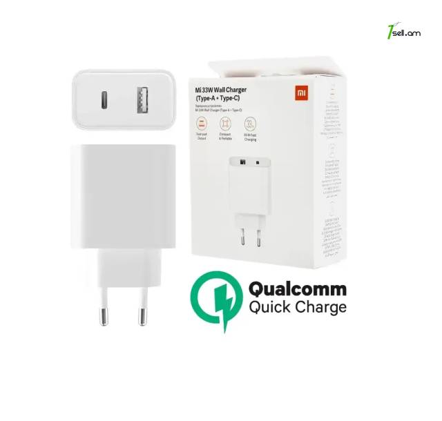 Xiaomi 33W Wall Charger (Type-A + Type-C) Зарядное устройство լիցքավորիչ