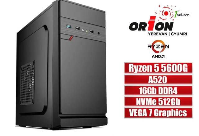 DESIGN-GAMING-OFFICE-PC AMD Ryzen 5 5600G / A520 / 16Gb RAM / Radeon Vega 7 / M.2 NVMe 512Gb SSD / Երաշխիքով