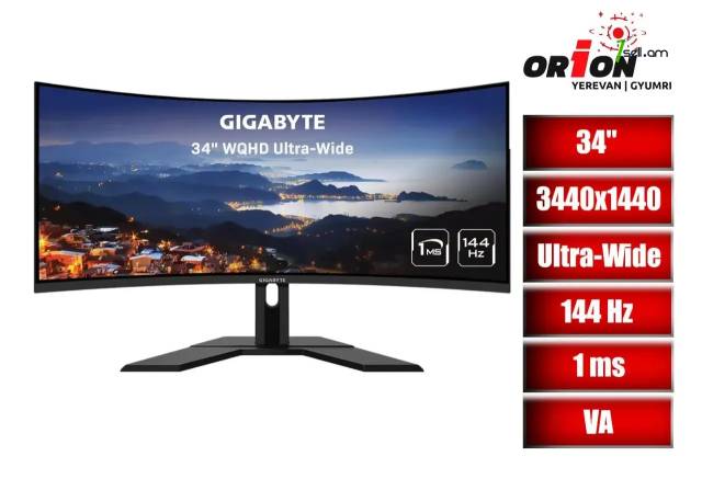 VA LED GAMING Monitor 34 inch Curved GIGABYTE G34WQC A-EK / Խաղային մոնիտոր 34 դույմ 144Hz 4K-2K [Ultra-Wide]