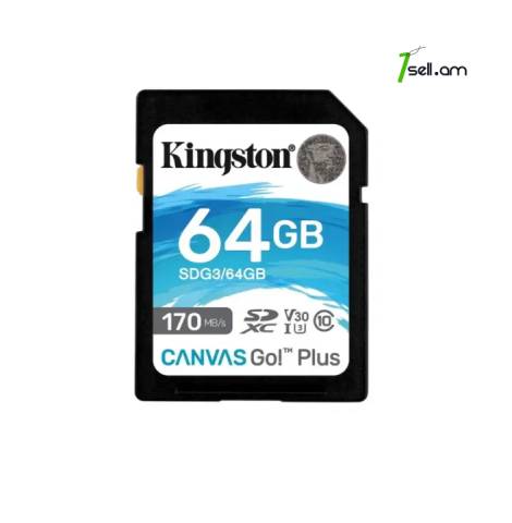 Карта памяти Kingston Canvas Go Plus SDXC 64 ГБ [SDG3/64GB]