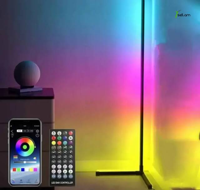 Угловой напольный RGB LED лампа с пультом, с регулируемой яркостью, 130см