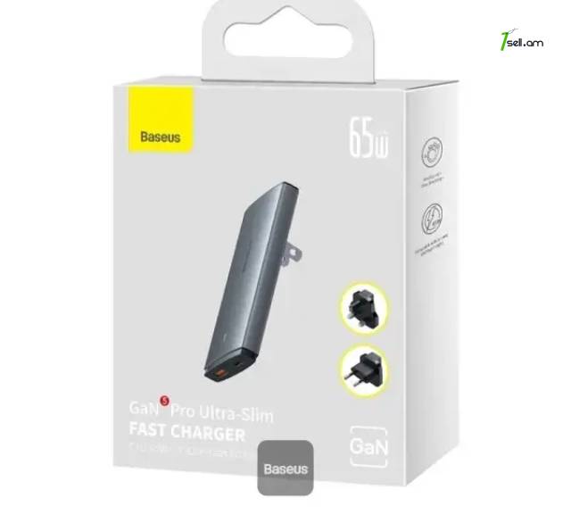 Լիցքավորիչ Baseus GaN5 Pro Ultra Slim Fast Charger C + U 65W * SMARTBOX *