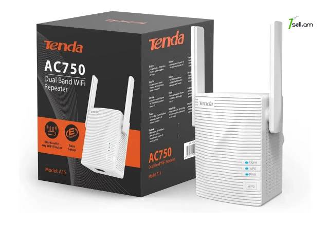 Նոր WiFi ծածկույթի ընդլայնոող սարք DualBand Tenda A15 Signal Amplifier Repeater Retranslator Range Extender