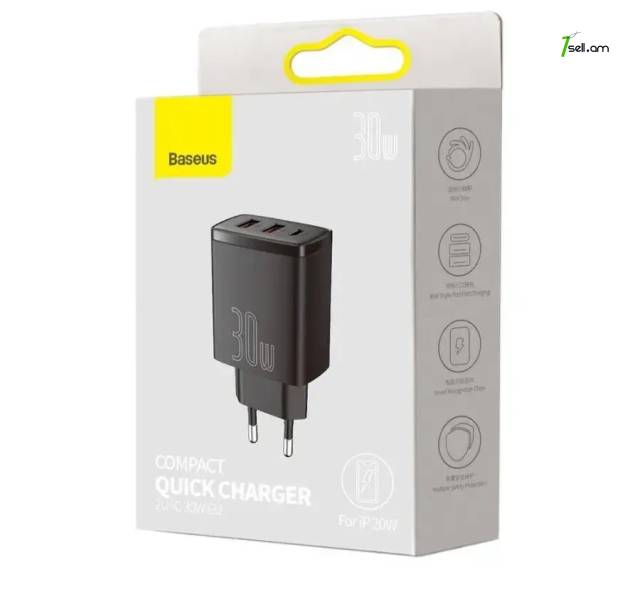 Сетевое зарядное устройство Baseus Compact Quick Charger 30W