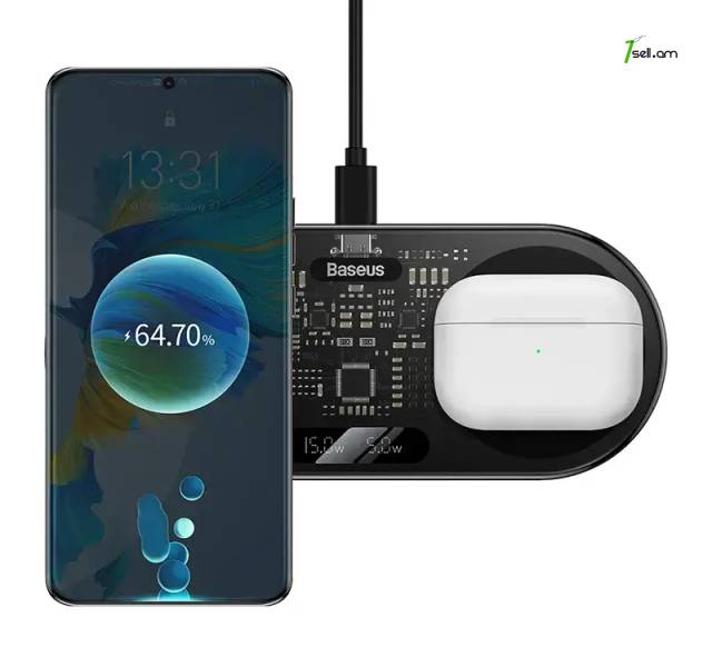 Беспроводное зарядное устройство Baseus Digital LED Display 2in1 Wireless Charger 20W * smartbox *