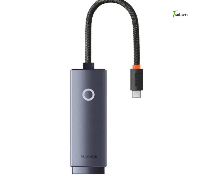 Адаптер Baseus Lite Series Ethernet Adapter Type-C - RJ45 LAN Port (100Mbps Aluminum Alloy) Серый * smartbox *