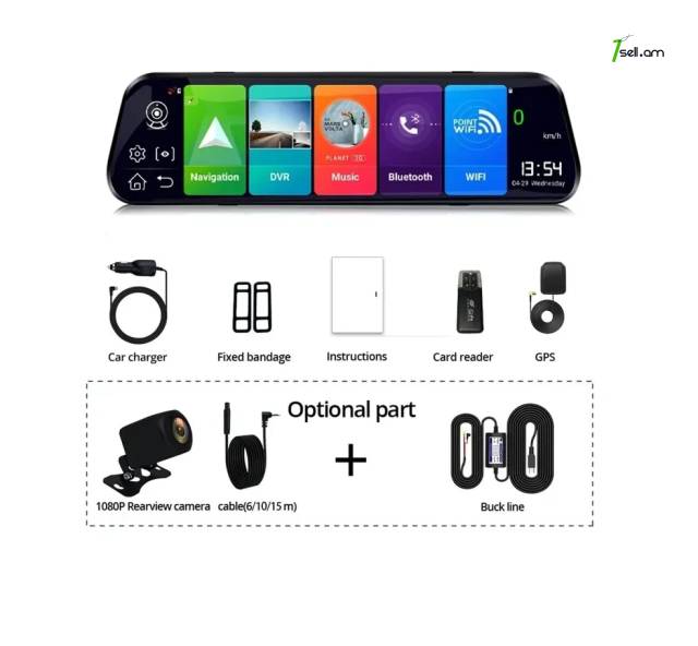 Зеркало с видеорегистратором E-ACE D13 4G WiFi GPS Андроид 8.1 две камеры Ավտոմեքենայի տեսախցիկ