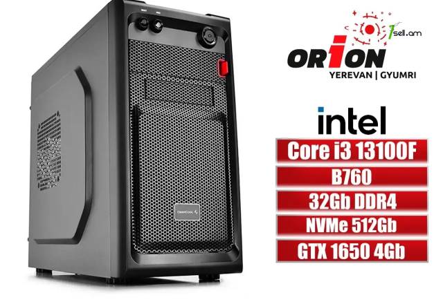 LiTe DESiGN-GAMiNG-OFFiCE-PC Core i3 13100F / B760 / DDR4 32Gb RAM / GTX 1650 4Gb / NVMe 512Gb SSD / Երաշխիքով