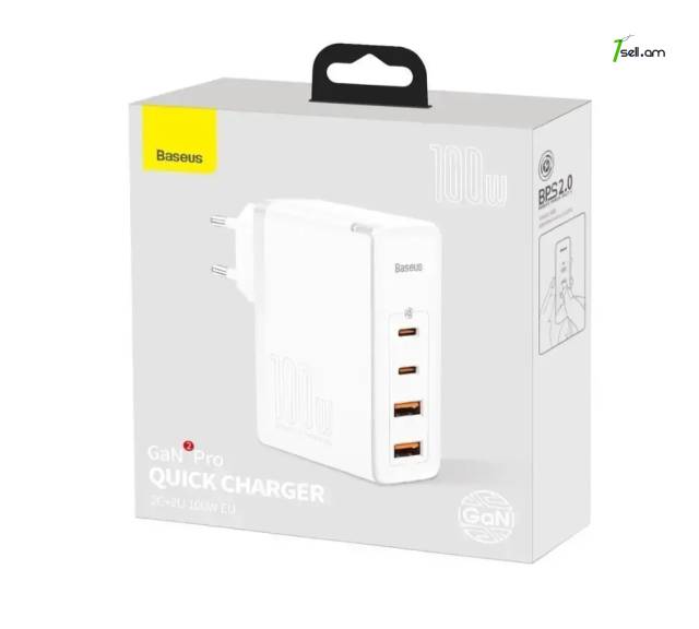 Сетевое зарядное устройство Baseus GaN2 Pro Quick Charger 2C + 2U 100W