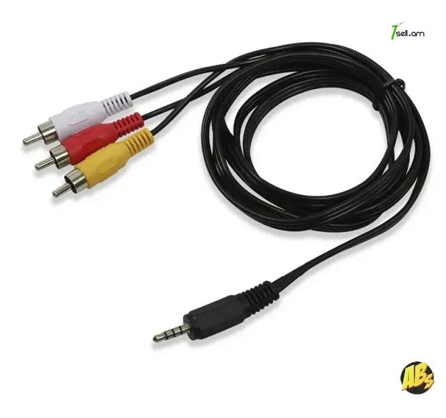 Կաբել AUX-3 RCA 5 metr Кабель переходник MRM AV17, Jack 3.5 на 3 RCA