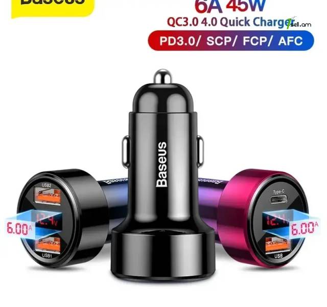 Baseus car charger dual usb quick charge 45W 6A