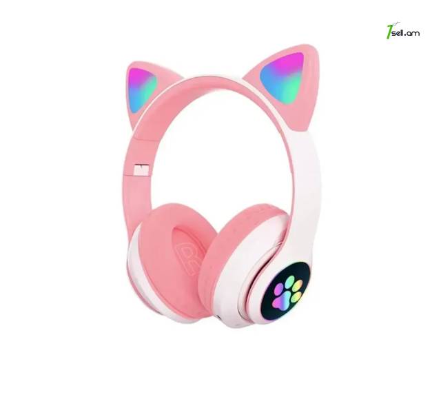 Беспроводные светящиеся Bluethooth наушники Cat ear headphones