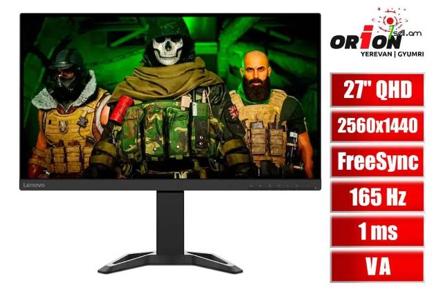 Frameless VA LED Gaming Monitor 27 inch Lenovo G27q-30 / Խաղային մոնիտոր 27 դույմ 2K 165Hz QHD