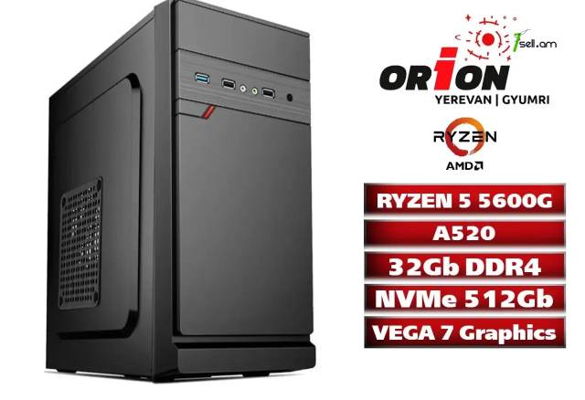 DESIGN-GAMING-OFFICE-PC AMD Ryzen 5 5600G / A520 / 32Gb RAM / Radeon Vega 7 / M.2 NVMe 512Gb SSD / Երաշխիքով