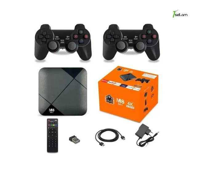 ТВ-приставка с ретро-играми M8 Mini 4k Ultra Hd Android TV 9.0 + игра