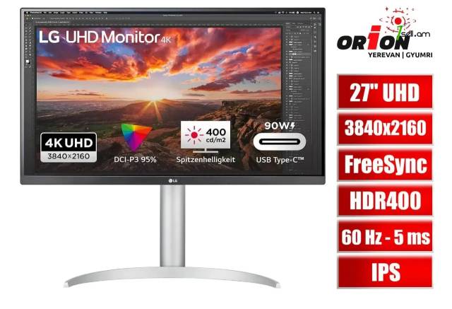 Frameless IPS LED Monitor 27 inch LG 27UP85NP-W / մոնիտոր 27 դույմ 4K