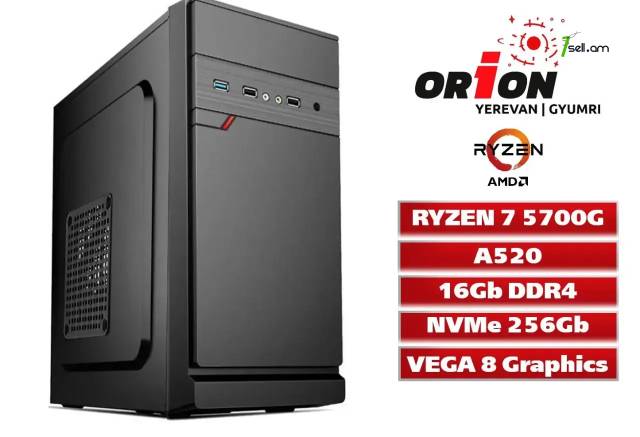 DESIGN-GAMING-OFFICE-PC AMD Ryzen 7 5700G / A520 / 16Gb RAM / Radeon Vega 8 / M.2 NVMe 256Gb SSD / Երաշխիքով