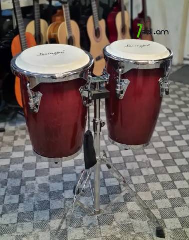 Թմբուկներ Conga Drums Red with genuine leather