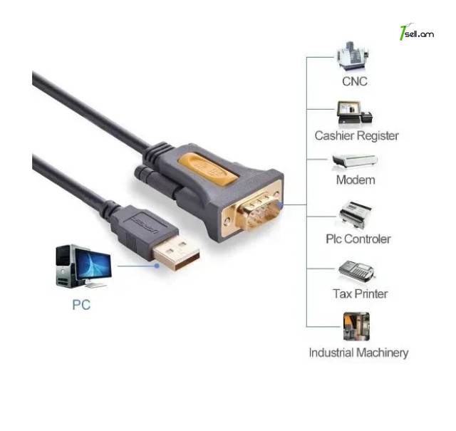 Ugreen USB to COM PORT (RS232) Premium кабель1m 2m 3m. cable լար հաստոց USB to Serial Adapter