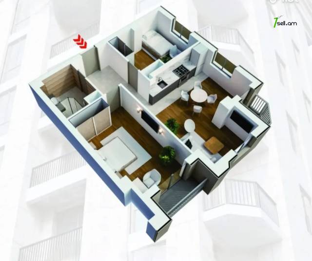 3 սենյականոց բնակարան նորակառույց շենքում Դավիթ Անհաղթի փողոցում, 72 քմ, 10/15 հարկ