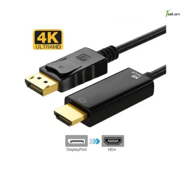 Cable - Adapter DP to HDMI (պապա-պապա) DisplayPort 24K DP2HDMI malux perexodnik adaptor