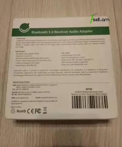 Ugreen Bluetooth 5.0 to RCA AUX, ресивер с поддержкой aptX LL беспроводной музыкальный адаптер