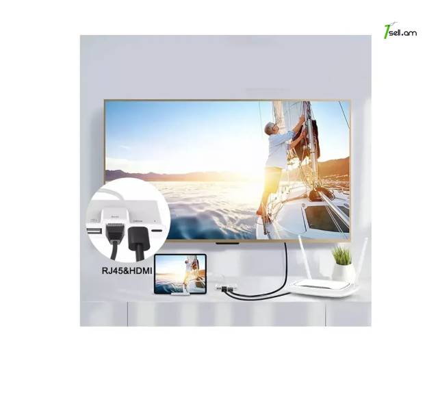 Թվային ընդունիչ Lightning դեպի HDMI SD TF USB 1080P Ethernet Цифровой адаптер разъем для зарядки adapter OTG