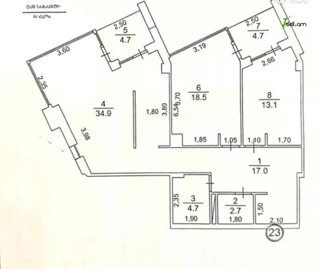 3 սենյականոց բնակարան նորակառույց շենքում Վերին Անտառային փողոցում, 100 քմ, բարձր առաստաղներ