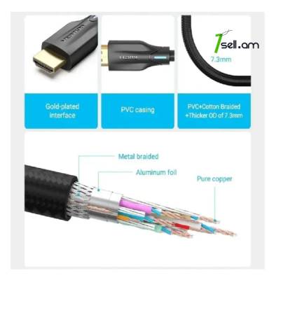 Vention 8K 60Hz HDMI Premium кабель 3 մետր cable լար UHD HDMI Male to Male Cable