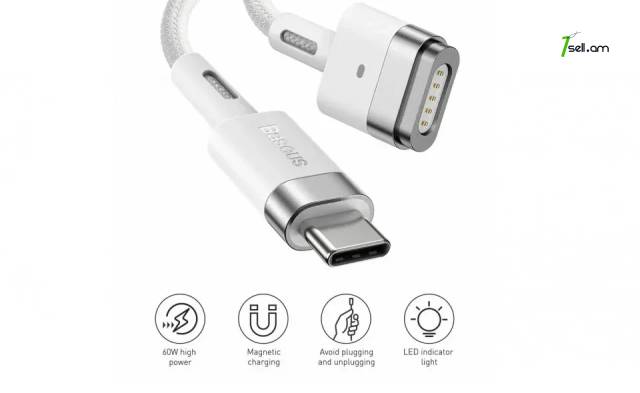 Baseus - Apple MagSafe 2 to USB Type-C cable մալուխ Кабель-адаптер питания power supply macbook pro Mag Safe