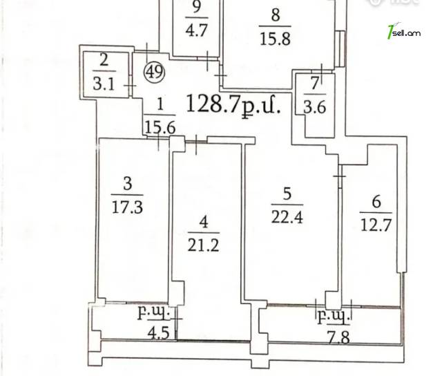 4 սենյականոց բնակարան նորակառույց շենքում Քանաքեռ Զեյթունում, 128 ք.մ., 2 սանհանգույց