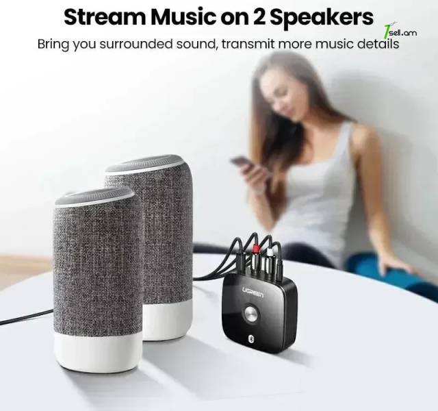Ugreen Bluetooth 5.0 to RCA AUX, ресивер с поддержкой aptX LL беспроводной музыкальный адаптер
