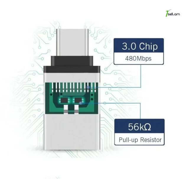 Type-C OTG USB 3.0 ադապտեր Переходник OTG Type-C - USB 3.0 для смартфона и macbook Connector
