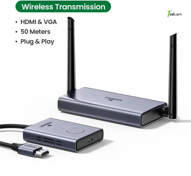 Ugreen HDMI 4K & FHD մինչև 50մ թողարկիչ-ընդունիչ беспроводной HDMI удлинитель 5Ghz extender wireless
