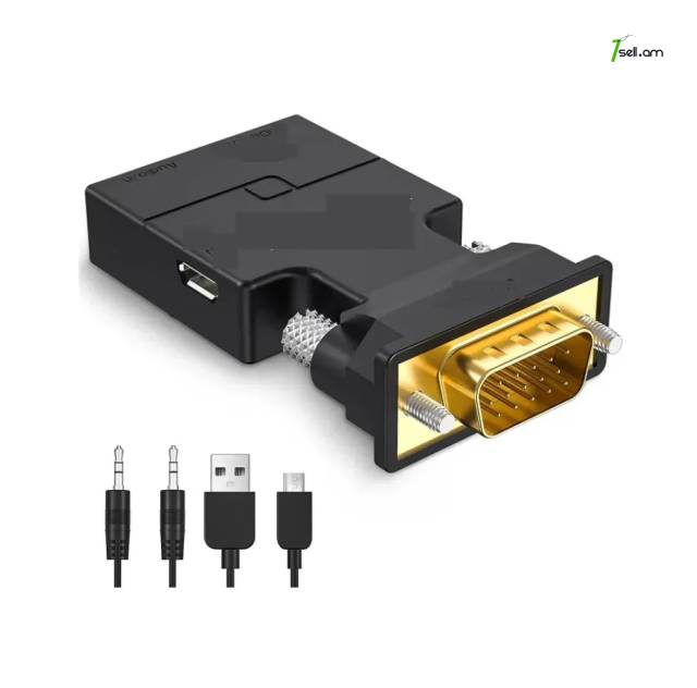 HDMI to VGA ադապտեր 3,5 մմ Mini Jack ելքով Переходник Adapter