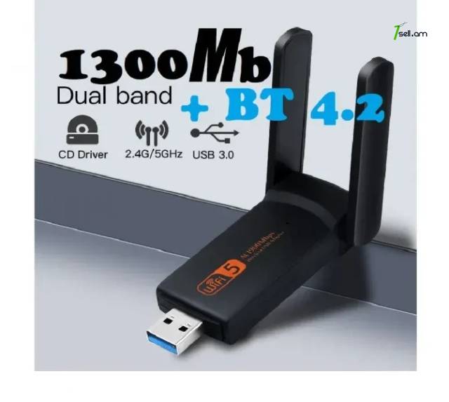 USB3.0 WiFi 1300 Mbps + Bluetooth 4.2 Receptor WI-FI USB Network Dongle Dual Band 5GHz Long Range Wireless