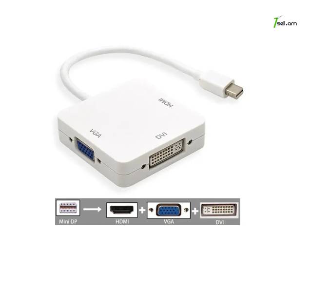 Video Converter Mini DisplayPort to HDMI, DVI, VGA վիդեո փոխարկիչ DP դեպի HDMI, DVI, VGA адаптер Thunderbolt