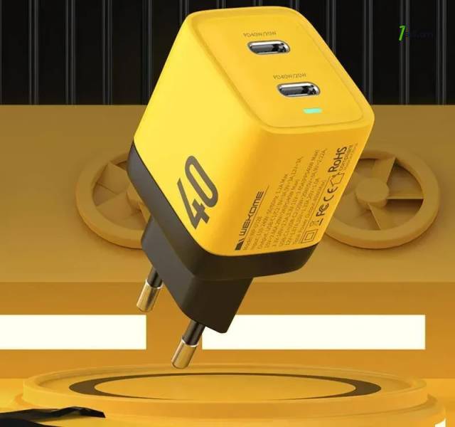 WEKOME WP-U128 40W Gan Dual Type-c Port Cherge Therple Adper Past Зарядка Адаптер գերարագ լիցքավորում 2 PORT