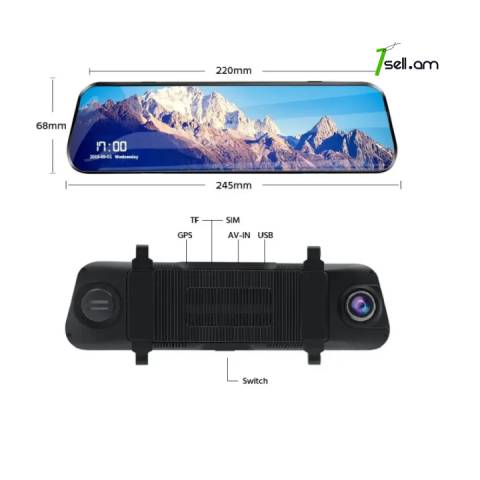 Зеркало с видеорегистратором E-ACE D13 4G WiFi GPS Андроид 8.1 две камеры Ավտոմեքենայի տեսախցիկ
