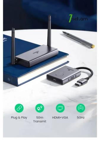 Ugreen HDMI 4K & FHD մինչև 50մ թողարկիչ-ընդունիչ беспроводной HDMI удлинитель 5Ghz extender wireless