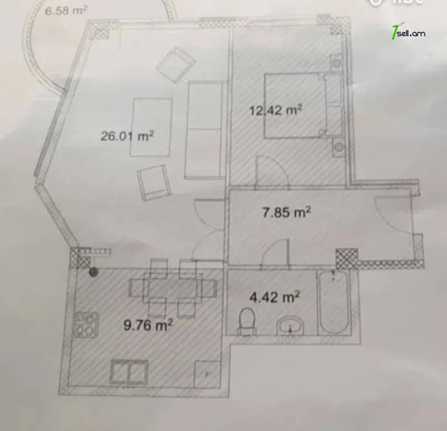 2 սենյականոց բնակարան նորակառույց շենքում Ձորափի փողոցում, 68 քմ, 6/16 հարկ, բարձր առաստաղներ