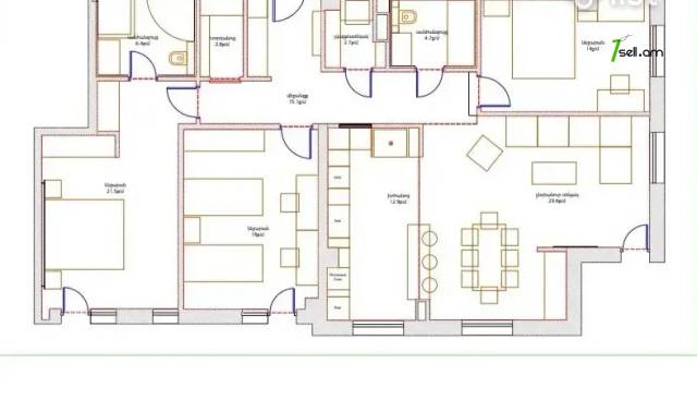 4 սենյականոց բնակարան նորակառույց շենքում Նանսենի փողոցում, 144 քմ, 5/14 հարկ, 2 սանհանգույց