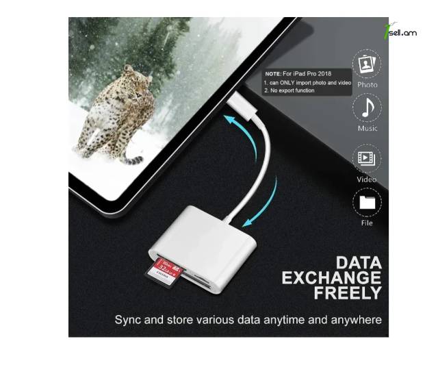 USB Type-C to 3in1 Card Reader Адаптер Ipad pro, Mac, Android, Laptop -ի համար Tanderbold USB-C