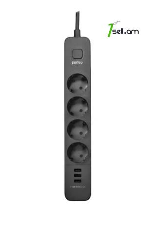 3x USB -ով Երկարացման լար удлинитель + 3x USB + 4 розеткам 2m сетевой фильтр POWER STREAM 2500W 10А